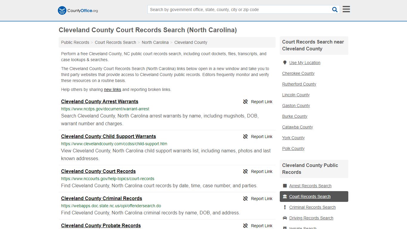 Cleveland County Court Records Search (North Carolina) - County Office