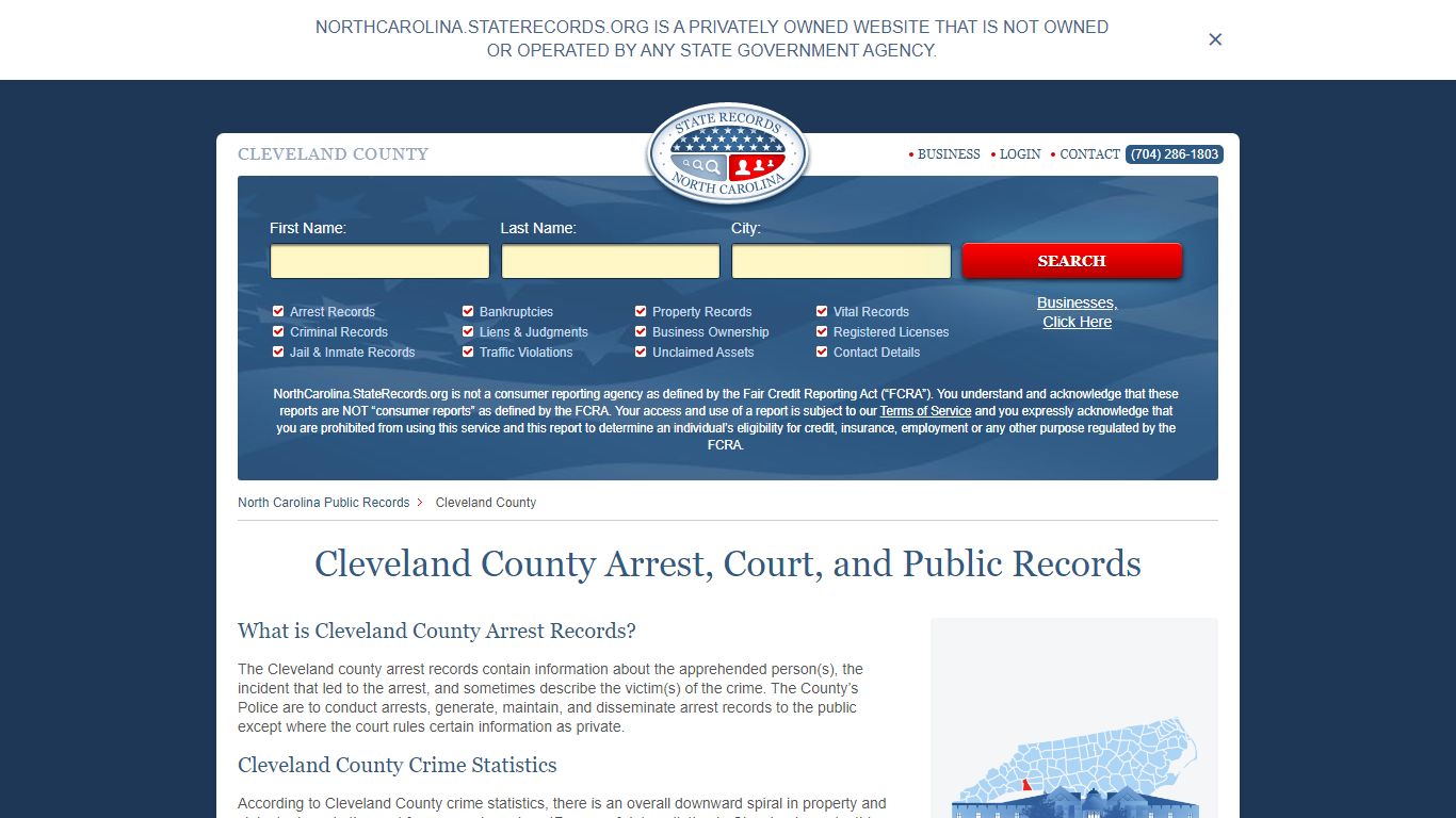 Cleveland County Arrest, Court, and Public Records