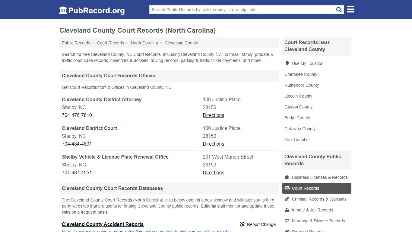Cleveland County Court Records (North Carolina)