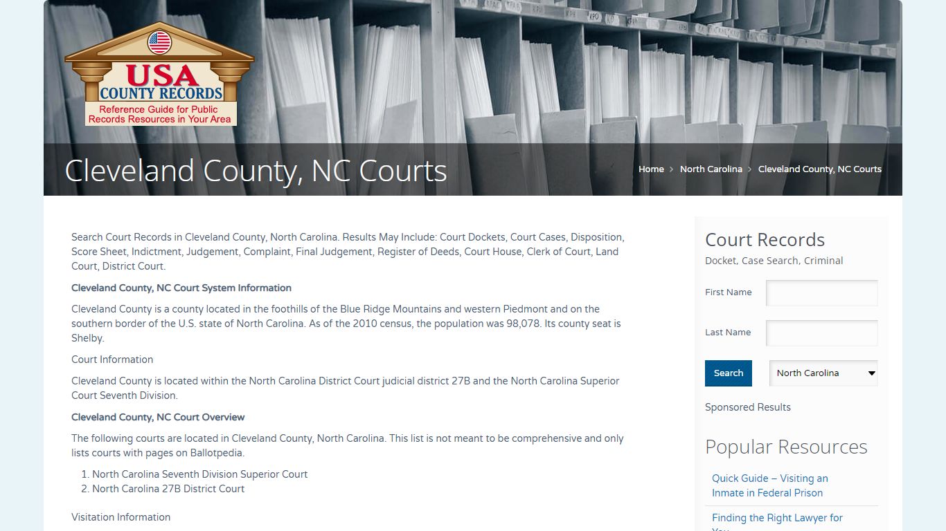 Cleveland County, NC Courts | Name Search