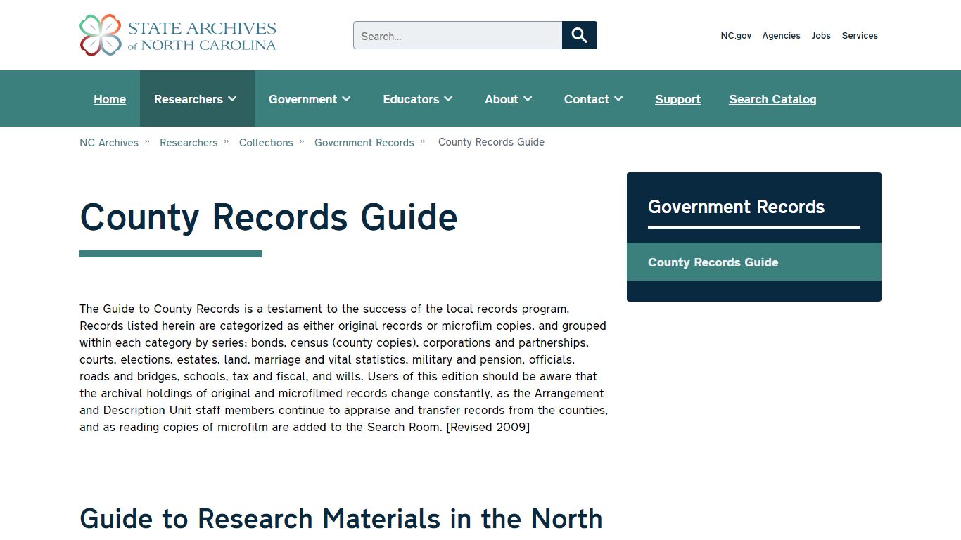 County Records Guide | NC Archives - NCDCR